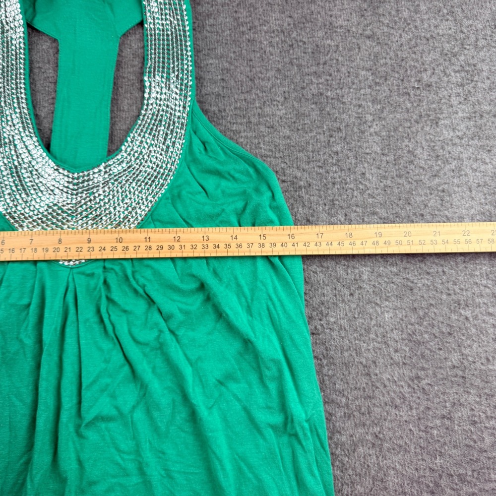 Rain Women's S Small Green Sequin Embellished Racerback‎ Tank Top - Picture 5 of 6